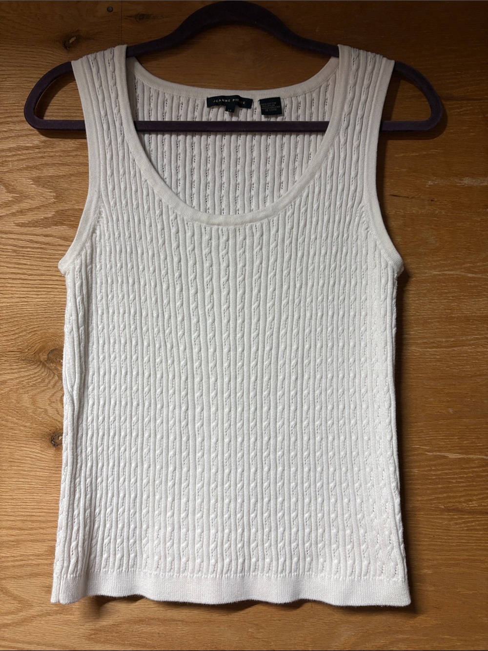Jeanne Pierre Vintage White Cable-Knit Tank Top